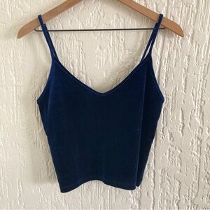 Forever 21 Dark Blue Crushed Velvet Tank Top Size Large